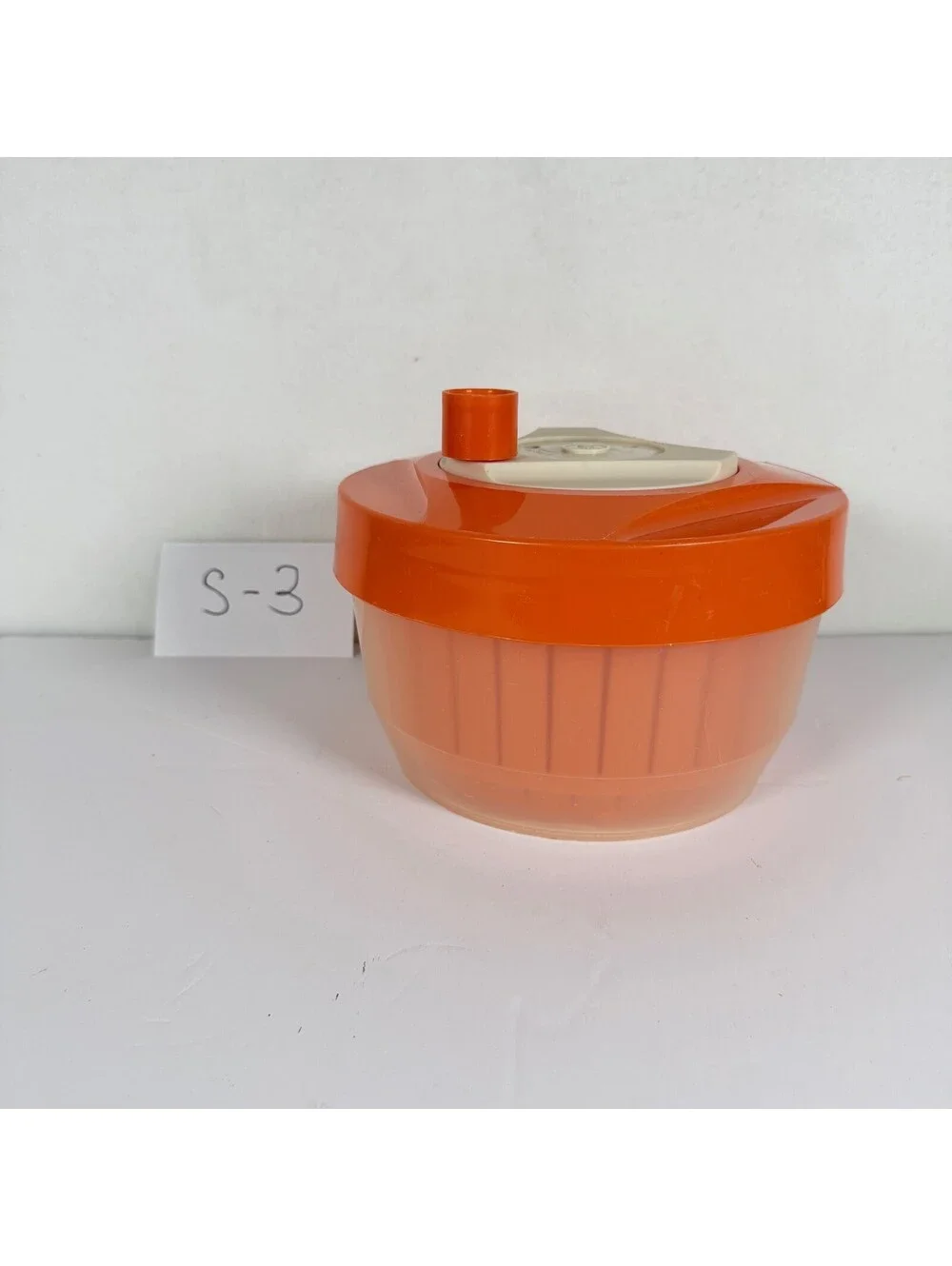 Vintage Triumph Salad Spinner Orange Cream Kitchen Tool S-3